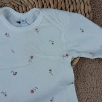 Jurkje lange mouw offwhite met kleine roze bloempjes